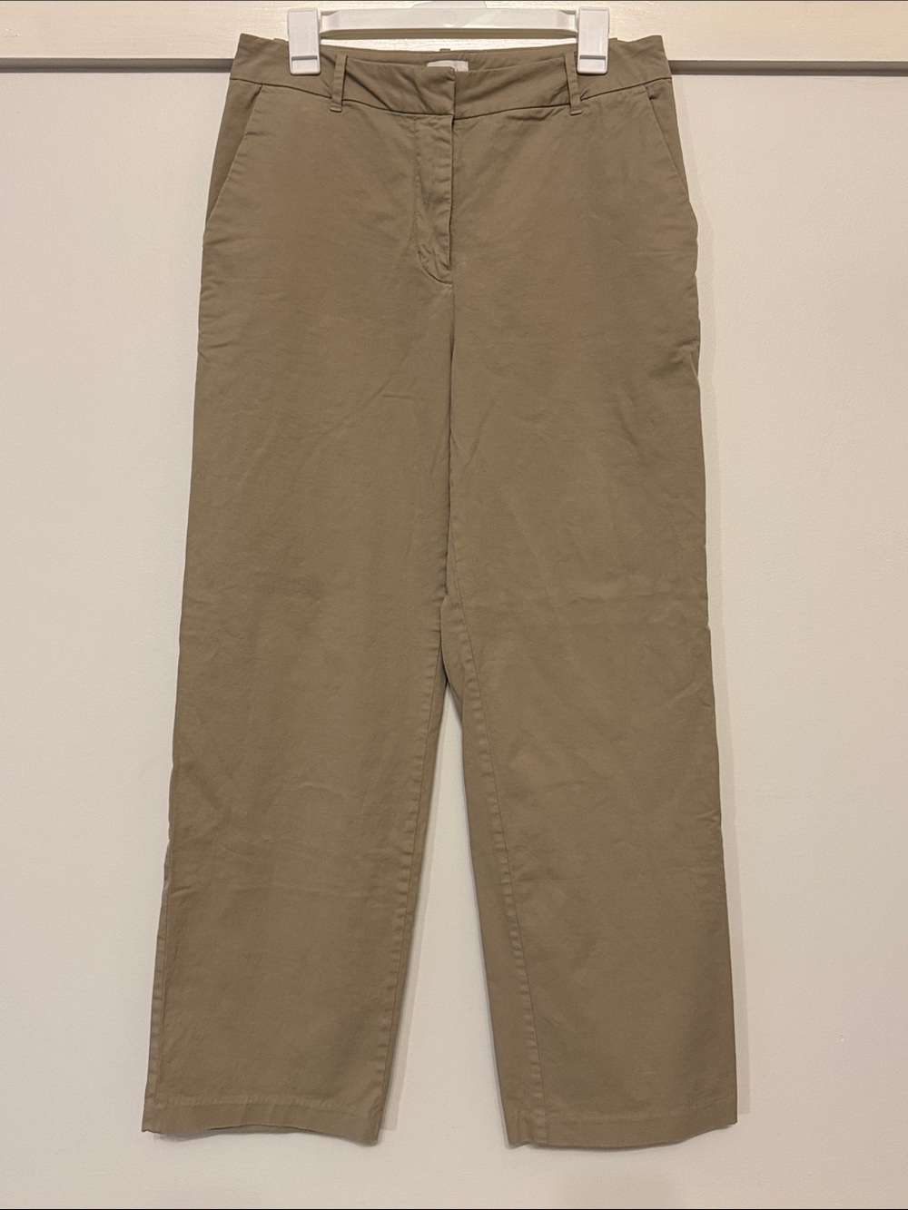 Wilfred by Aritzia Wide Leg Pants Taupe Khaki High Rise Trousers Size 8